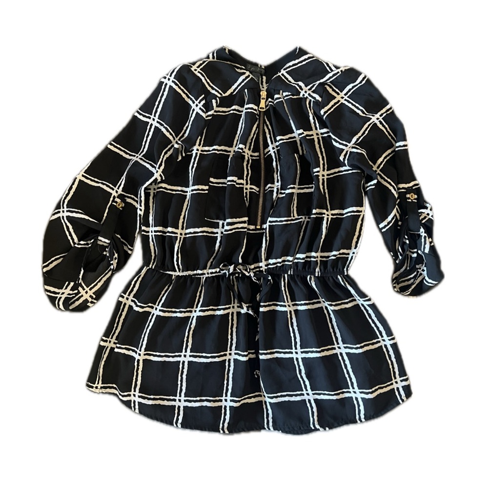 Black and White Plaid Blouse